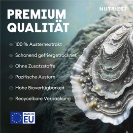 Nutriest Oyster Extract (120 Capsules) – 100% Freeze-Dried Oyster Extract | Zinc, Selenium & Vitamin B12 | Energy, Fertility & Reproduction