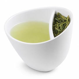 Divided Ceramic Tea Cup for Loose Leaf Tea & Drip Coffee, White