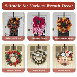 Wreath Door Hanger, Wreath Hanger for Front Door, Black Wreath Hanger, Door Wreath Hanger, Adjustable Over The Door Hooks for Christmas Thanksgiving Decorations Hook Wreaths, Coats, Bags, Umbrellas