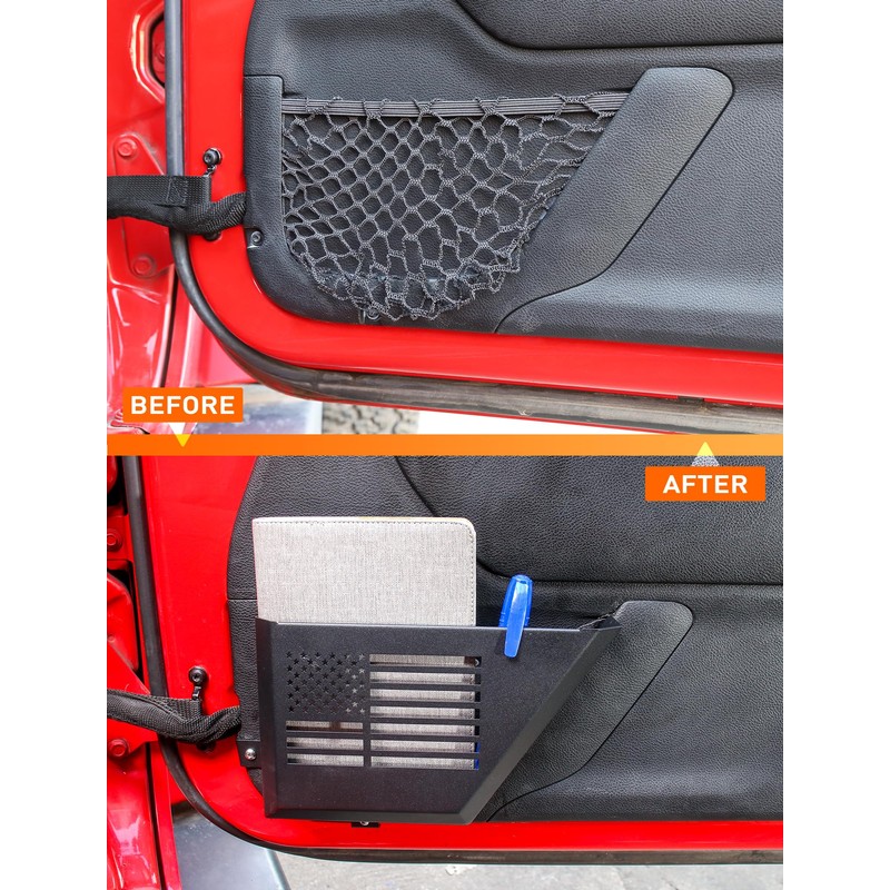 Savadicar Metal Front Door Pockets Compatible with 2011-2018 Jeep Wrangler
