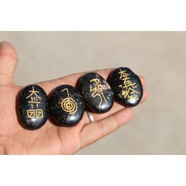 Jet International Tourmaline Oval Usui Reiki Healing Set Free Booklet Crystal Therapy Chakra Balancing Divine Spiritual Growth Power Peace Strength Confidence Image is JUST A Reference