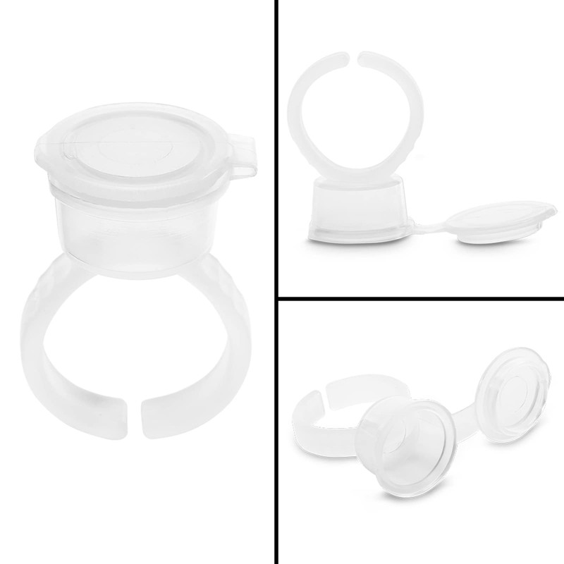 Tattoo Ring Cup with Lid, 100 Pcs Tattoo Microblading Ink
