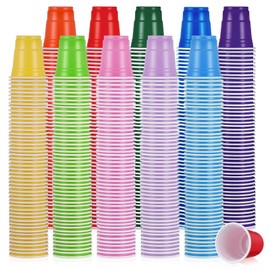 Eaasty 1000 Packs Plastic Shot Glasses 2oz/ 60ml Disposable Shot Glasses Bulk Assorted Party Cup for Kids Birthday Wedding Restaurant Kitchen BBQ Picnic Camping Daily Life,10 Color