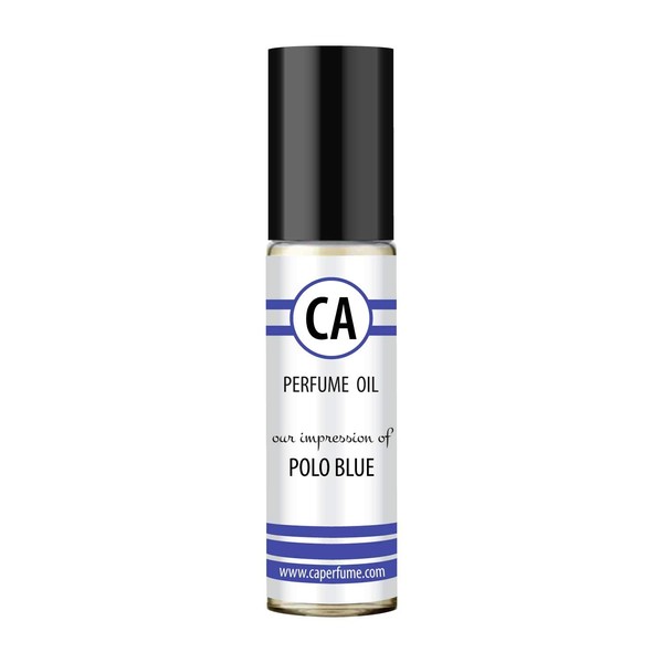 CA Perfume Impression of Polo Blue For Men Fragrance Body Oils Alcohol-Free Essential Aromatherapy Sample Travel Size Roll-On 0.3 Fl Oz/10 ml