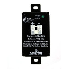 Leviton 24 Volt DC, 2 Pole, 2 Equipment Cabinet Surge Protective Device, Wired-In Module, 3824-DIN