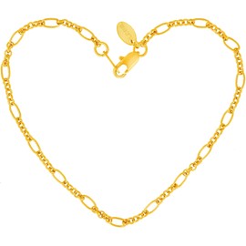 LIFETIME JEWELRY 2mm Figaro Link Anklet for Women 24k Real Gold Plated (9)