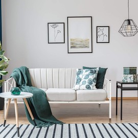 Giantex White Steel Bed Frame, Metal Daybed Twin Bed Frame Stable Steel Slats Platform Base Box Spring Replacement Children Bed Sofa for Living Room Guest Room (White)