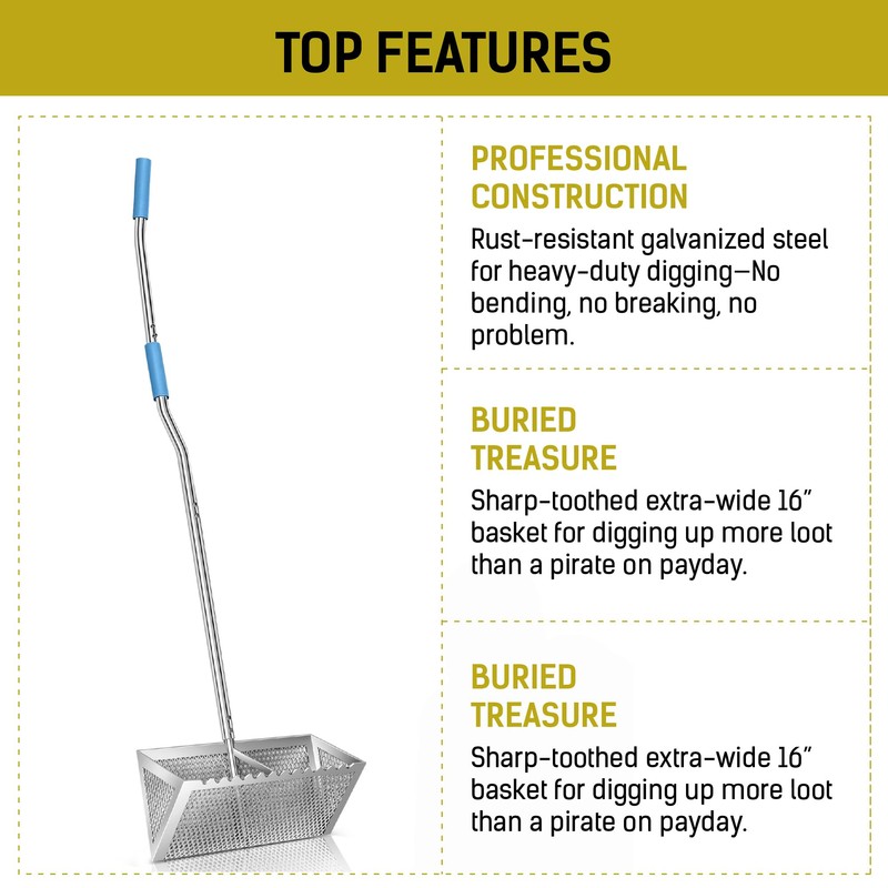 LOSTRONAUT Sand Flea Rake Pro, 52" Heavy Duty Beach Rake