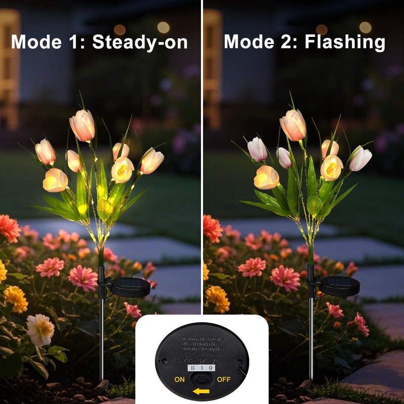 Aolyty Solar Garden Lights Outdoor, Solar Tulip Lights 2 Pack