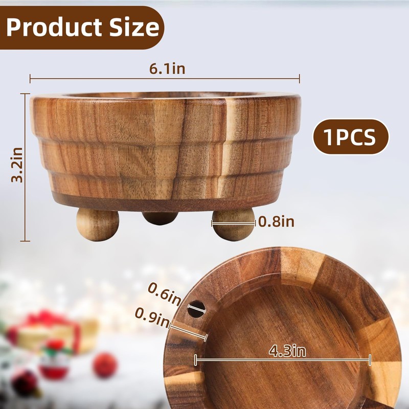 SACXFMC Acacia Wood Cup Holder with Marker Slot - Rustic