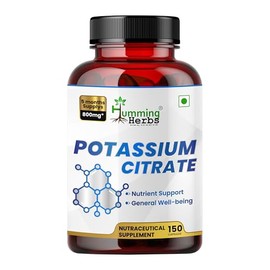 Humming Herbs Citrato de Potasio 800 mg – 150 Cápsulas Veganas | Apoyo Diario de Electrolitos y Minerales | Sin Aditivos, Sin OGM