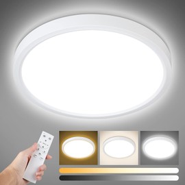 Unicozin Dimmable Ceiling Light with Remote Control, 8.7Inch 18W 3000K-6000K Light Color Adjustable, Round LED Flush Mount Ceiling Lamp, White Flat Panel Lights for Dining Room, Bedroom, Kitchen,Wired