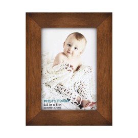 RPJC 3.5x5 inch Picture Frame Made of Solid Wood High Definition Glass for Table Top Display and Wall Mounting Photo Frame Brown