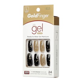 Gold Finger Gel Glam Design Nail Press On Nail Kit de uñas de gel, sin esmalte de larga duración (GD16)