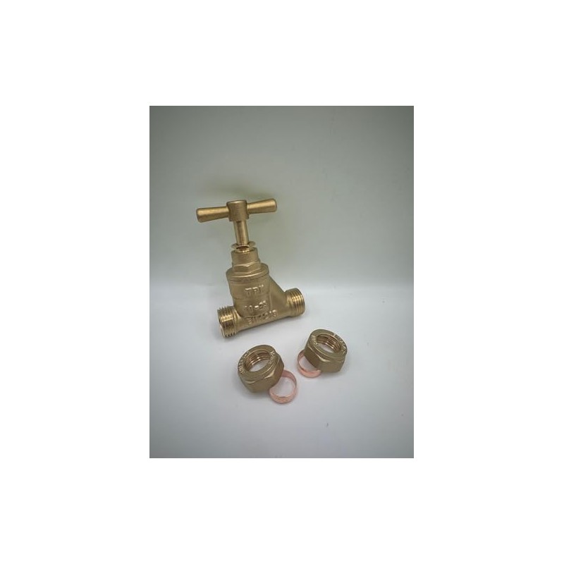 15mm Brass Stopcock Valve, Compression Connection, BS1010 and BS EN1213