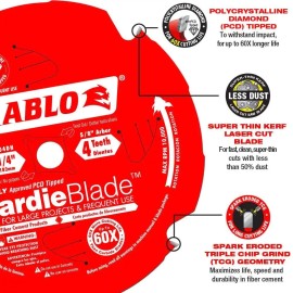 DIABLO Hardie Blade 7-1/4" x 4T Fiber Cement 60X Diamond-Tipped Blade