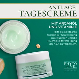 Phyto Live Laboratories Anti-Age-Tagescreme – Tagescreme mit Arganöl und Vitamin E – Feuchtigkeitscreme gegen Alterung, reduziert Falten und für einen strahlenden Teint – alle Hauttypen – Größe 50 ml