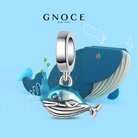 GNOCE Cat Pendant Charms 925 Sterling Silver Animal Fish Charms for Women Girls Mother's Day Gifts Fits Bracelet/Necklace, Silver, Cubic Zirconia