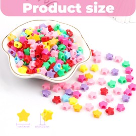 GMMA 1000Pcs Star Pony Beads, Star Shape Spacer Beads, Rainbow Beads Bulk, Large Hole for Party Decorate, Jewelry Making, Necklace, Friendship Bracelets, Hair Beads Crafts