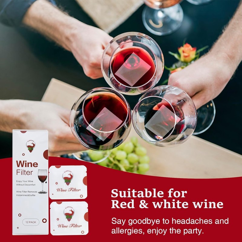 Wine Filters - 12 Pack Wine Purifier Removes Histamines and