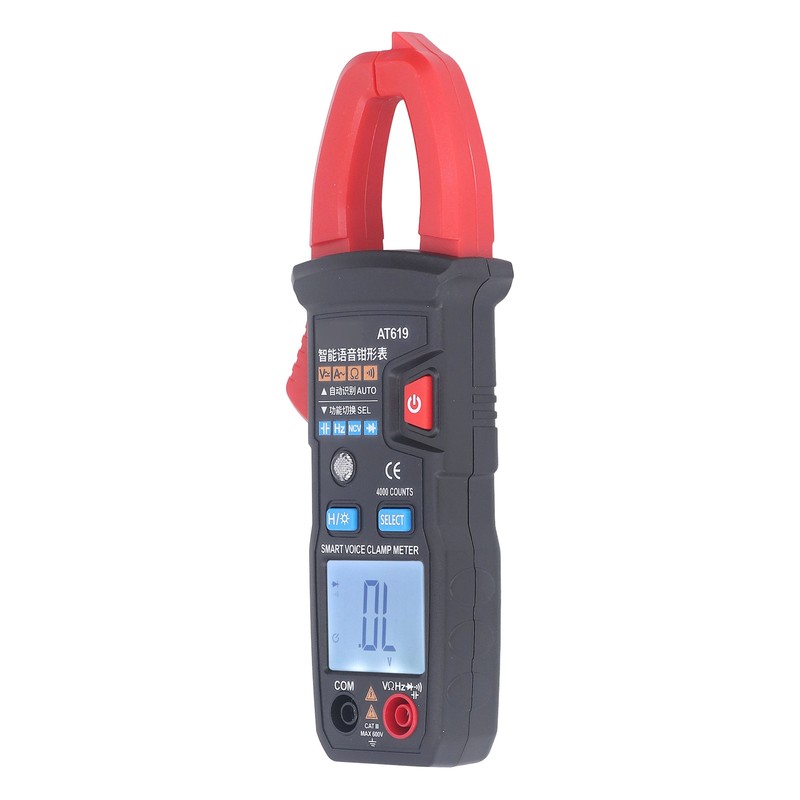 Digital Clamp Meter Automatic Intelligent Voice Announcement ABS Red Multi