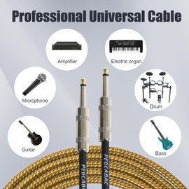 pegcabac 1/4 Inch TRS Instrument Cable 10ft 2-Pack,Straight 6.35mm Male Jack Stereo Audio Interconnect Cord for Electric Guitar,Bass,Keyboard,Mixer,Amplifier,Amp,Speaker,Equalizer