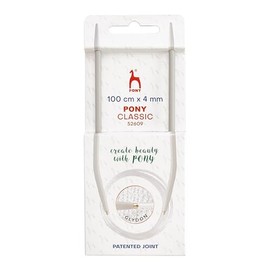 4mm Circular Knitting Needles Pony Classic Fixed Cables- 40cm, 60cm, 80cm, 100cm (100cm)