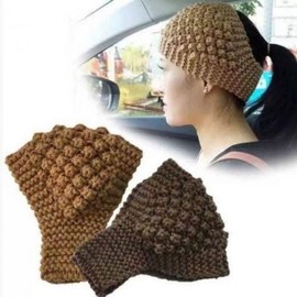 Wide Knit Headband for Face Washing and Exercise Waffle Black 2ea