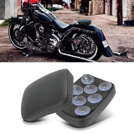 JMTBNO Black Universal Motorcycle Pillion Passenger Pad Seat Leather Pillion Pad Seat 8 Suction Cups Motorcycle Rear Passenger Seat Compatible with Harley Sportster Bobber Chopper Custom Bike