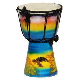 Wogeka - 20 cm Djembe - Bongo with Airbrush Painting Turtle as a Gift Idea Africa Style Drum Drum 05