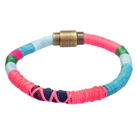 Luvi Women's Leather Bracelet Summer Time I Colourful Jewellery Bracelet Made of Leather – Colourful Wrapped – Easy to Match – Handmade (Combination 1), Leather