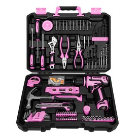 Pink Tool Set: Tool kit with 12V Cordless Drill Set for Women Home Hand Repair Tools Sets Drills Case