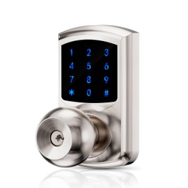 Hidalife Keyless Entry Door Lock with Code, Keypad Door Lock with Handle, Touchscreen Digital Lock with Keypad for Front Door, Auto-Lock, Satin Nickel