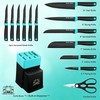 14 Pcs Kitchen Knife Block Set with Sharpener (Green)