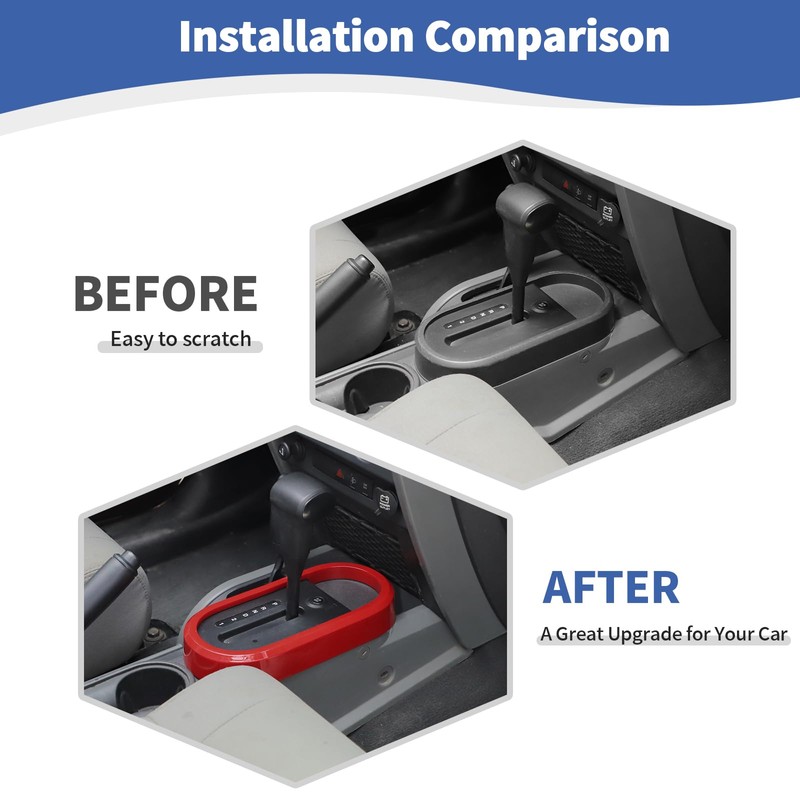 RT-TCZ para Jeep JK Gear Shift Panel recortar Cover Rojo