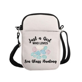 G2TUP Sea Glass Hunter Gift Who Love Sea Glass Hunting Makeup Bag Beach G-lass Cosmetic Bag Beachcombing Life Gift Beachcomber Zipper Travel Bag