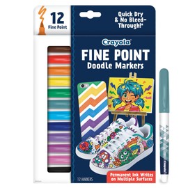 Crayola Fine Point Markers (12ct), Fine Tip, Art Marker Set, Markers for Adult Coloring Books, Gifts for Teens, Nontoxic