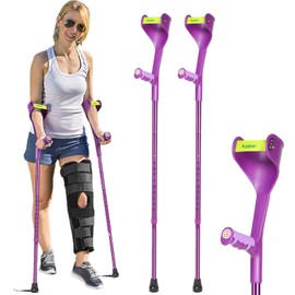 Antdvao Forearm Crutches Pair Folding Forearm Crutches Anti-Drop Cuff Reduces The Hassle of Picking Up Forearm Crutch，Comfortable Grip and Wear-Resistant, Non-Slip Forearm Crutches (Violet)