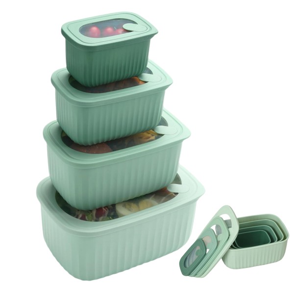 GAGAQI Rectangle Nest Plastic Food Storage Containers Set with Lids