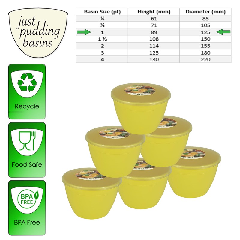 Just Pudding Basins Pastel Colours Yellow 1 Pint Basin and