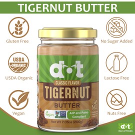 DON OF TREATS | Smooth Tigernut Butter Tiger Nut Butter | AIP and Paleo Compliant | Nut Free High Prebiotic Ingredients | No Sugar Added | Whole 30 | Low FodMap | Low Oxalate | 7.05 Oz., Natural