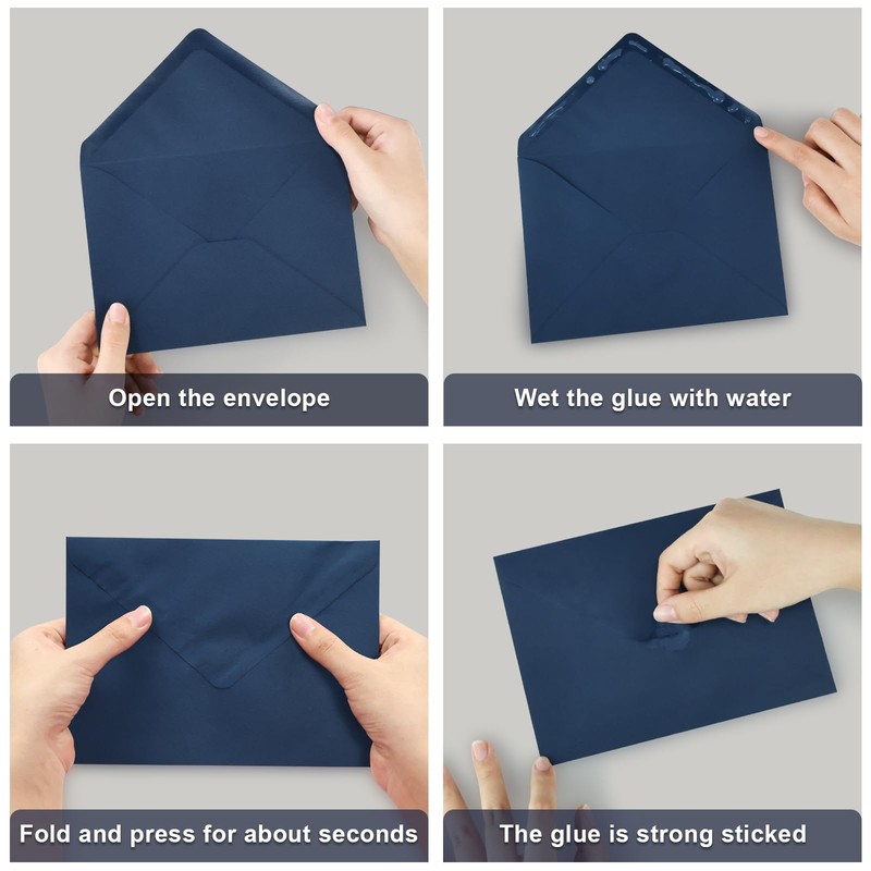 LIKAJON 50 Pack A7 Envelopes, Navy Blue Greeting Card Envelopes