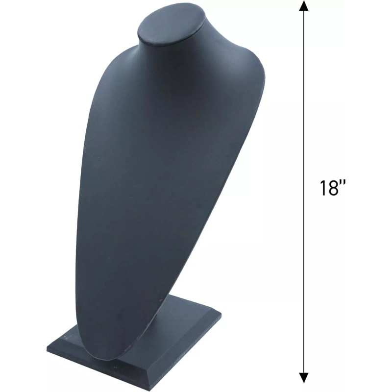 Unbranded Set of 2 Long Necklace Bust Displays Black Faux