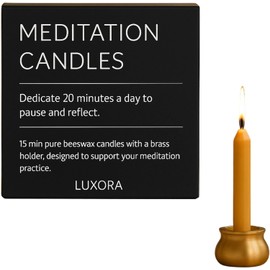 Australian Made 20 Minute Pure Beeswax Mini Meditation Candles, Non Toxic Beeswax Meditation Candle Set with Brass Holder for Intention Setting, Stress Relief, and Daily Meditaiton Mindful Moments