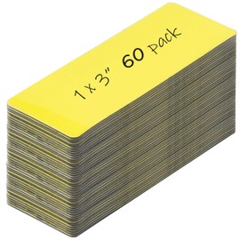Realth Magnetic Dry Erase Labels | 60 Pcs 2.5CM x 7.6CM Yellow | Reusable Erasable Write | for Classroom Home Office Whiteboard Refrigerator Crafts Name Tags (RML1360Y)