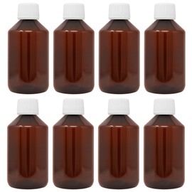 DistrEbution Empty Bottle Laboratory Bottle 250 ml Brown with Lid Food Safe Pack of 8