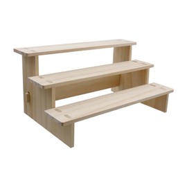 Tsnamay 11.81" 3 Tier Wooden Display Rack,Straight Display Shelves 3 Tier All Wooden Vintage Ladder Shelf,Wood Color