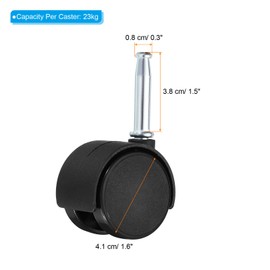 PATIKIL 1.5 Inch Swivel Stem Casters, 6 Pack Nylon 360 Degree Insert Swivel Stem Wheels for Chair Shelf Furniture Replacement, Black