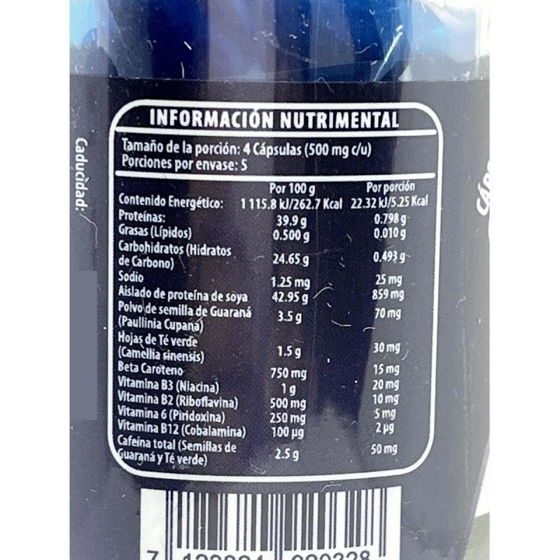 VITMN energizante 20 Cápsulas De 500 Mg PROTGT Sin sabor