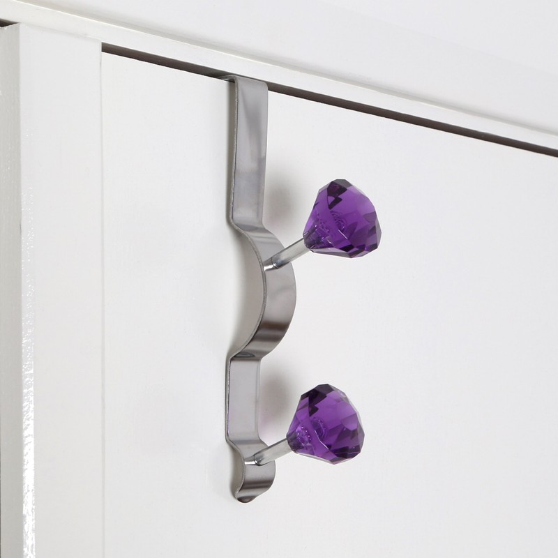 Premier Housewares Diamante Double Over Door Hook - Purple